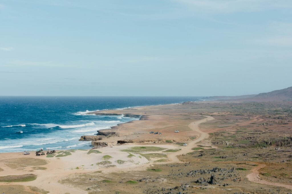 Turquoise Caribbean water and coastal scenery in Aruba